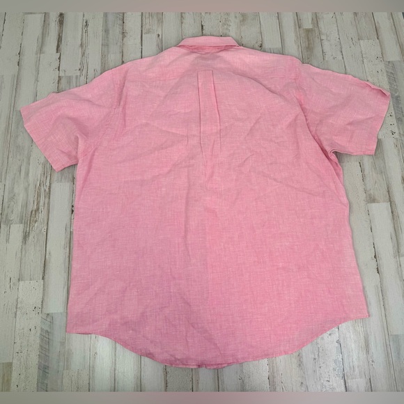 Brooks Brothers Button-Up Shirt Men XL Pink 100% Irish Linen Short Sleeve - Picture 7 of 9